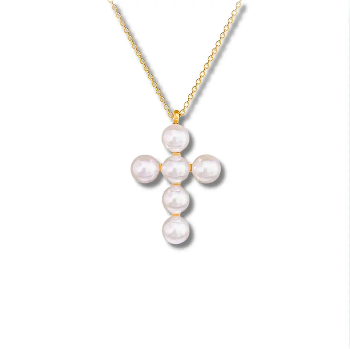 PEARL CROSS NECKLACE GOLDEN ECHO