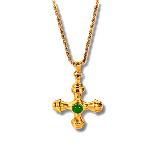 GREEN CROSS NECKLACE GOLDEN ECHO