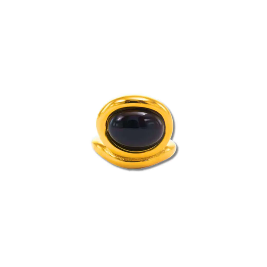 BLACK STONE RING GOLDEN ECHO