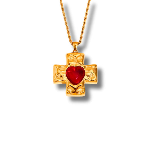 HEART CROSS NECKLACE GOLDEN ECHO