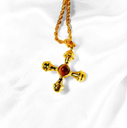 BROWN CROSS NECKLACE GOLDEN ECHO