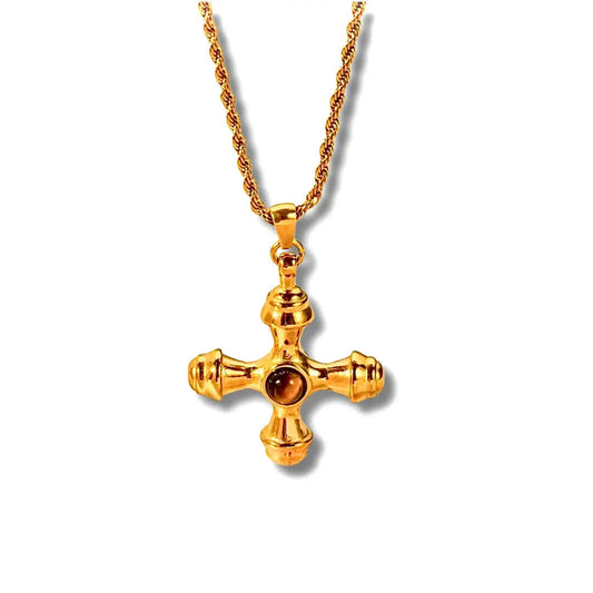 BROWN CROSS NECKLACE GOLDEN ECHO