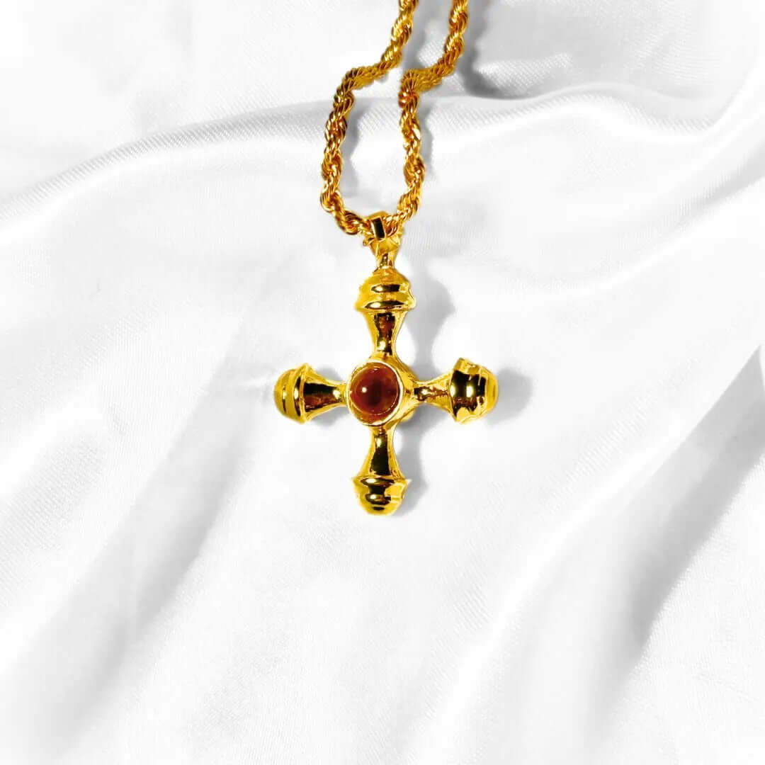 BROWN CROSS NECKLACE GOLDEN ECHO