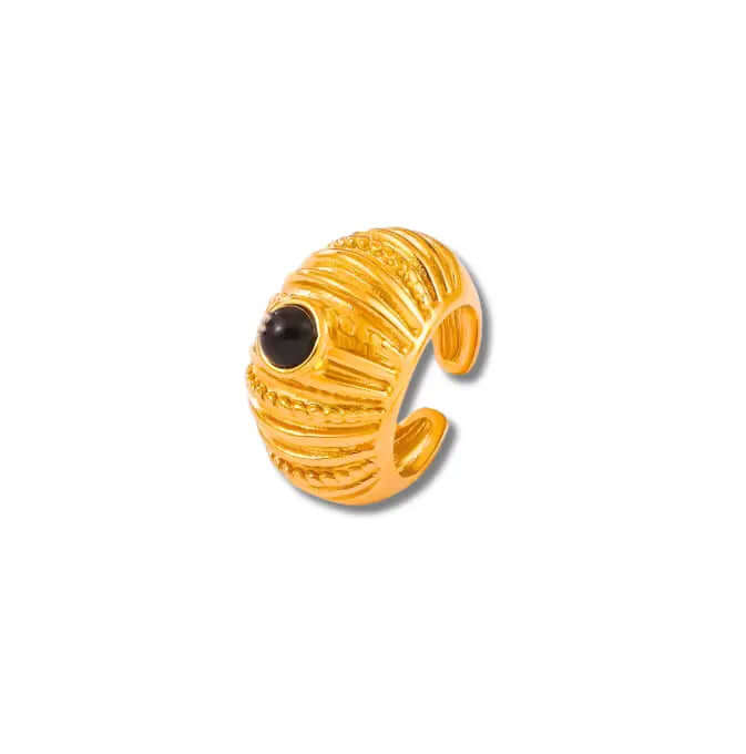 BLACK CROISSANT RING GOLDEN ECHO