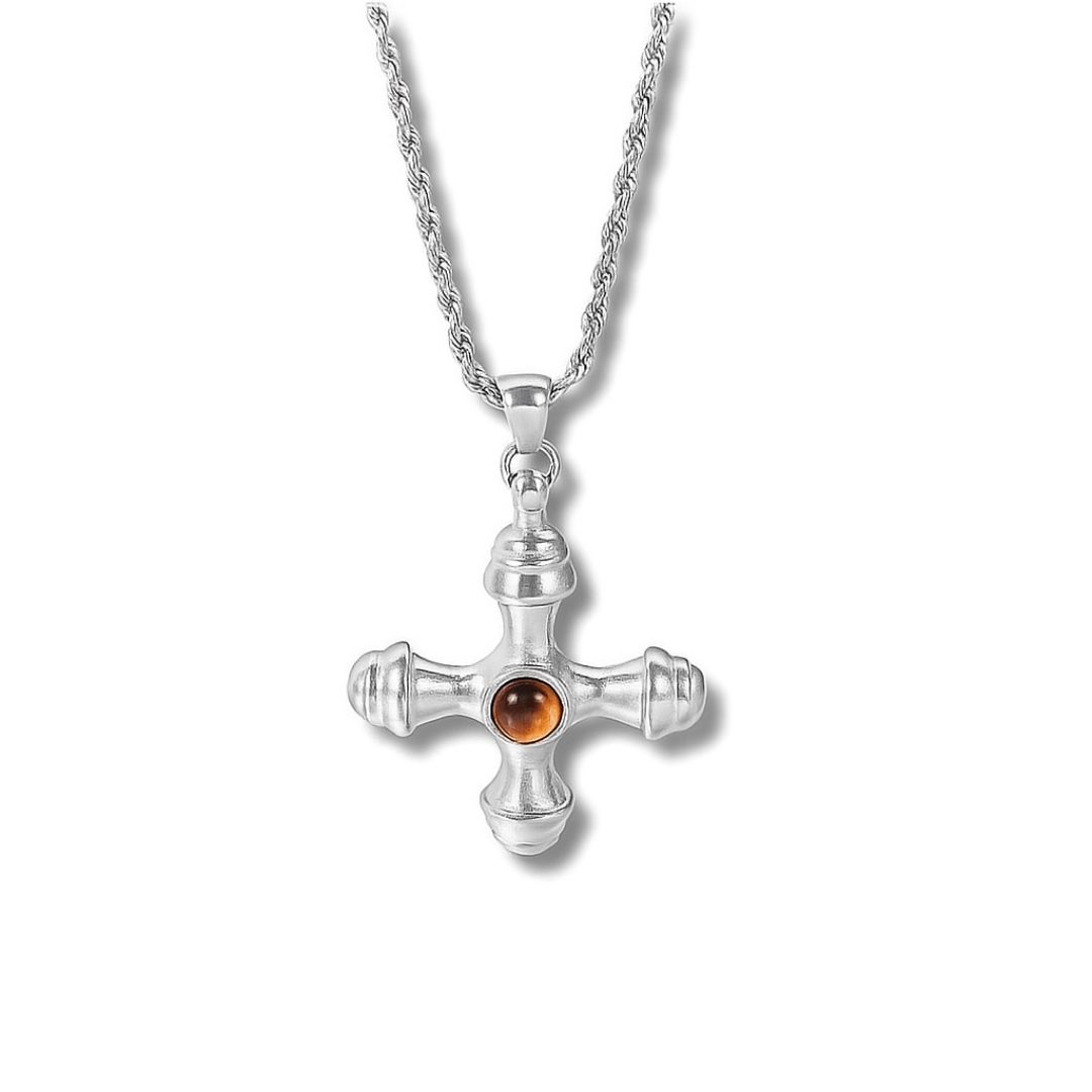 BROWN CROSS NECKLACE | SILVER ECHO GOLDEN ECHO