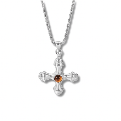 BROWN CROSS NECKLACE | SILVER ECHO GOLDEN ECHO
