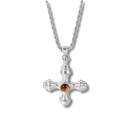 BROWN CROSS NECKLACE | SILVER ECHO GOLDEN ECHO