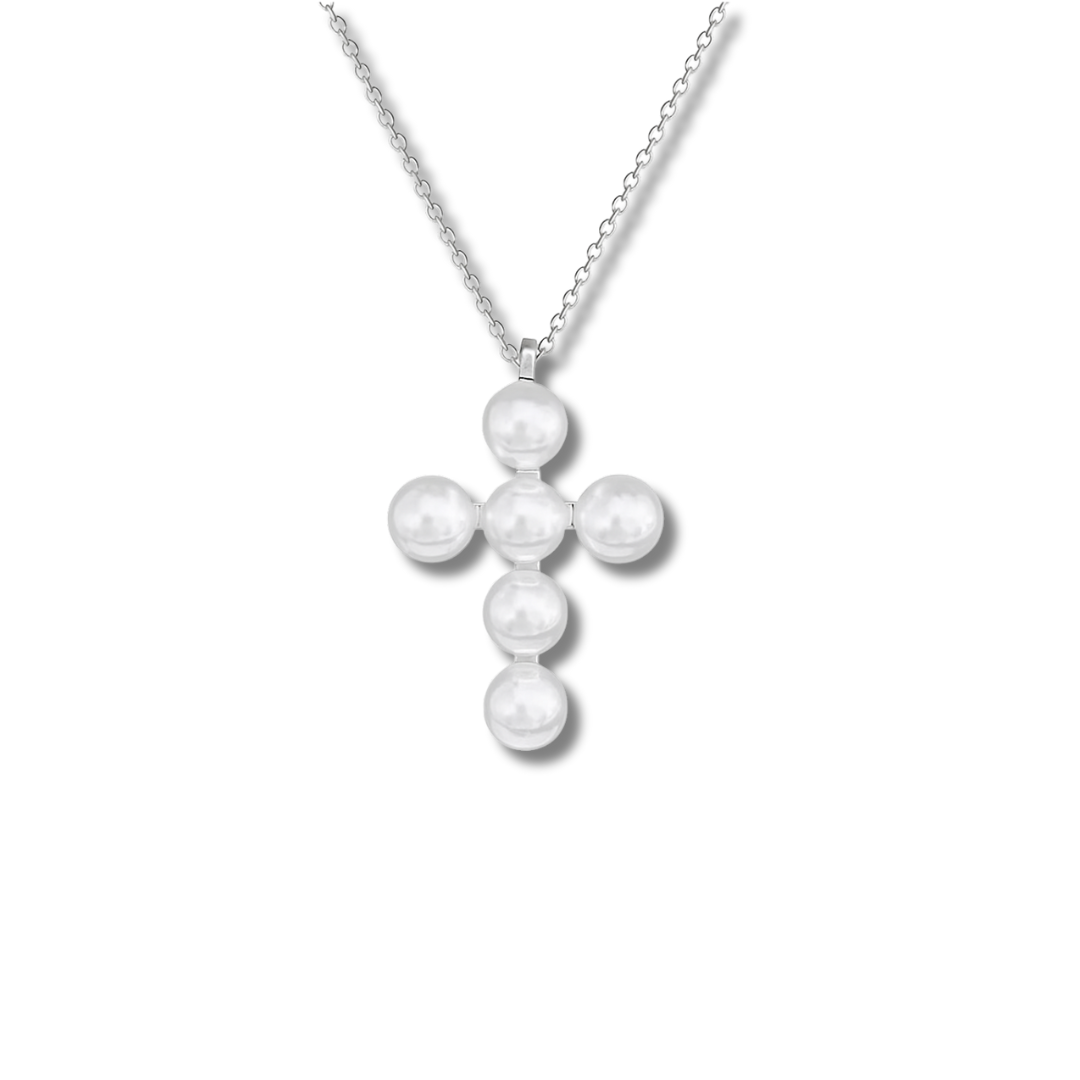 PEARL CROSS NECKLACE | SILVER EDITION GOLDEN ECHO