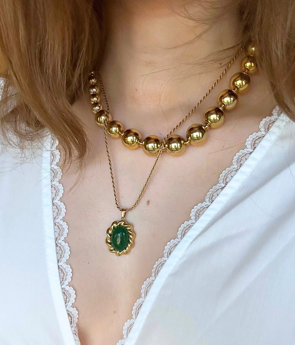 GREEN AURA NECKLACE GOLDEN ECHO