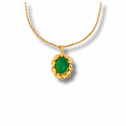 GREEN GEMSTONE NECKLACE GOLDEN ECHO