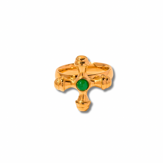 GREEN CROSS RING GOLDEN ECHO
